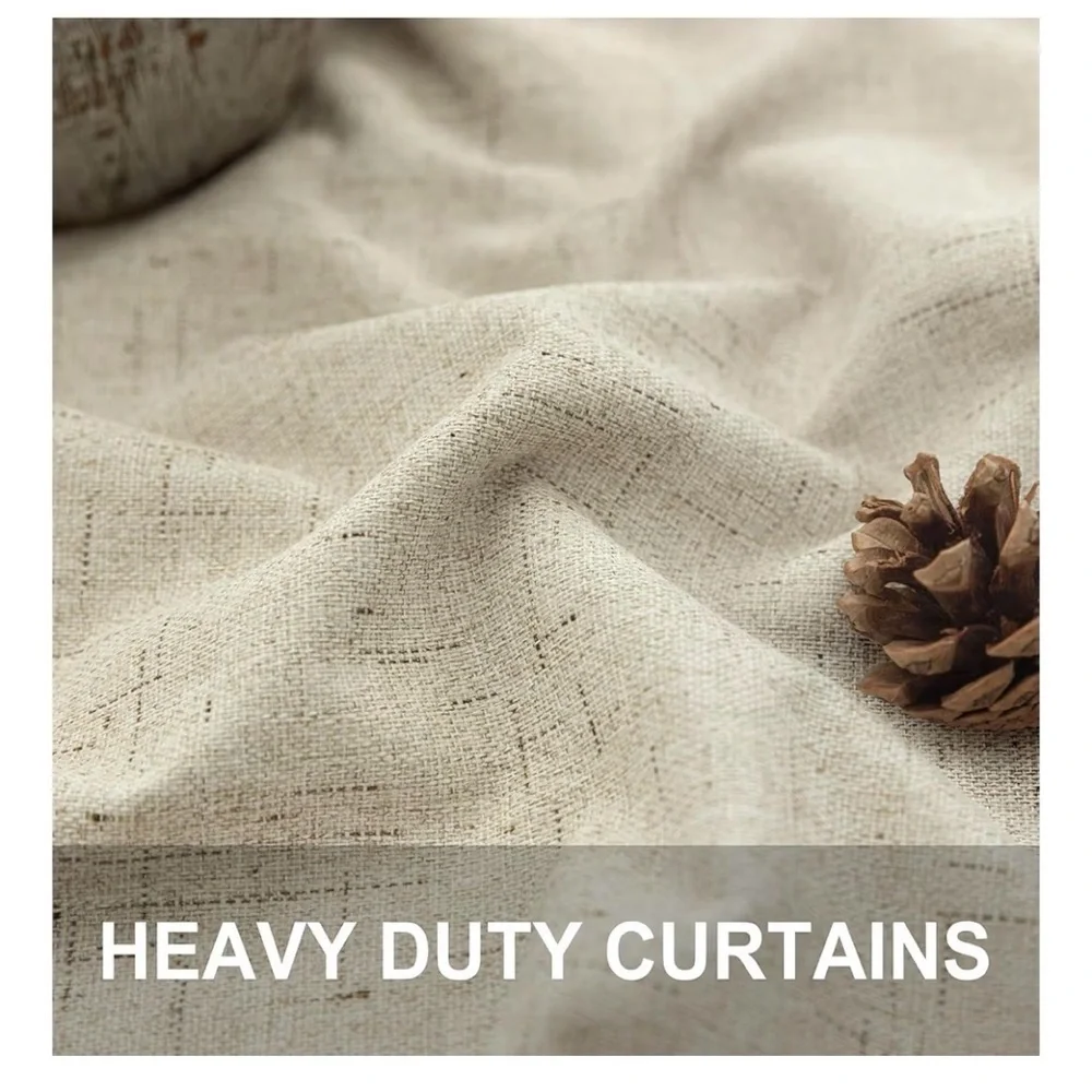 Black Out Burlap Curtains 63 Inch Long Faux Linen